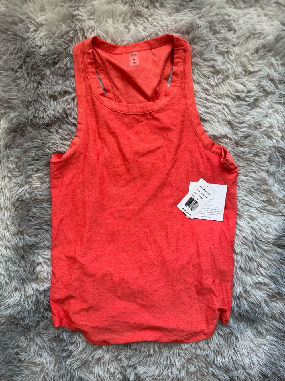 Beyond Yoga Coral Red Tank Top and High-Waist Shorts Set - Picture 2 of 8